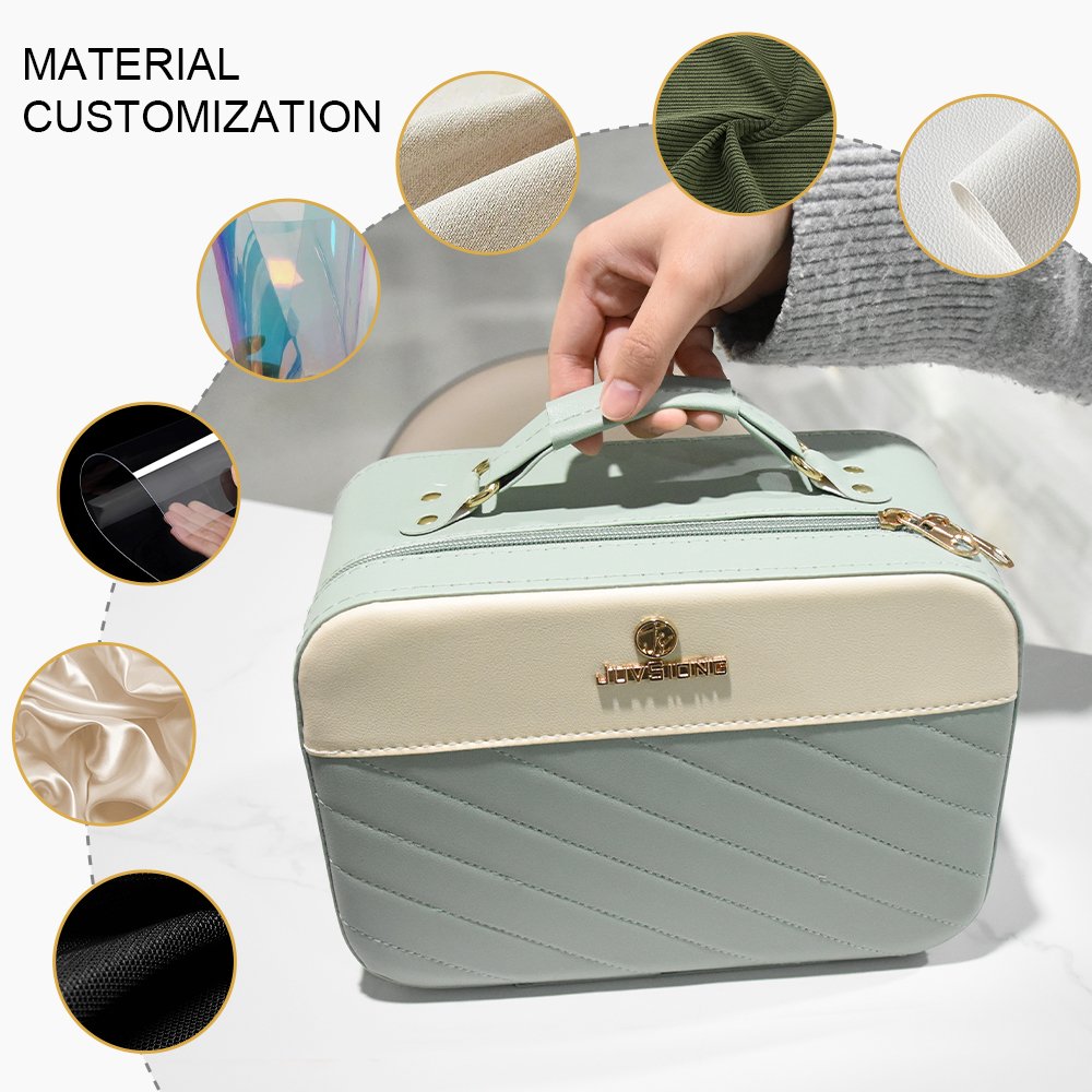China Factory Light Travel Makeup Train Case Cosmetics Storage Box with Mirror for Perfume, Beauty, Lipstick, Facial Mask