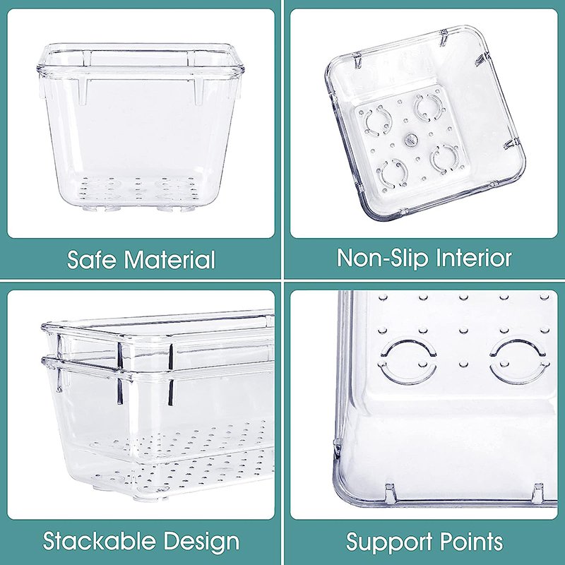 25 PCS Plastic Drawer Storage Set Desk Drawer Divider Organizers and Storage Bins for Makeup Jewelry Office Refrigerator Storage