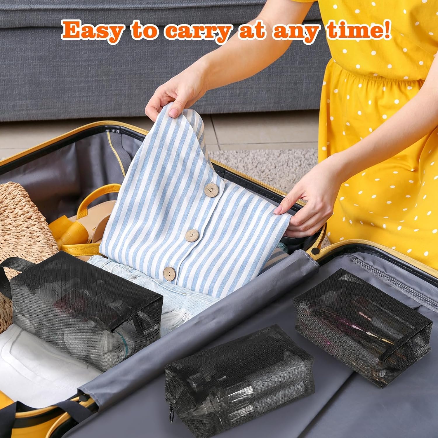 Mesh Zipper Travel Pouch Bags, Small Portable Organizing Pouches for Makeup Brush