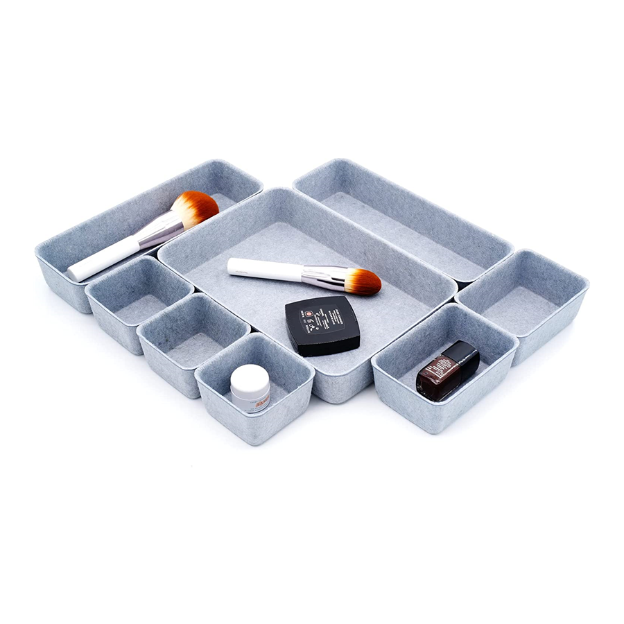 High-quality 8pcs/Set Drawer organizers bins felt storage bin for office organizer Shallow Small Desk organizer