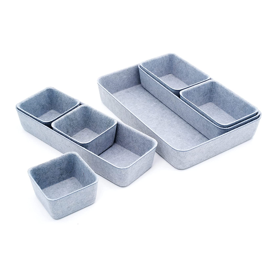 High-quality 8pcs/Set Drawer organizers bins felt storage bin for office organizer Shallow Small Desk organizer