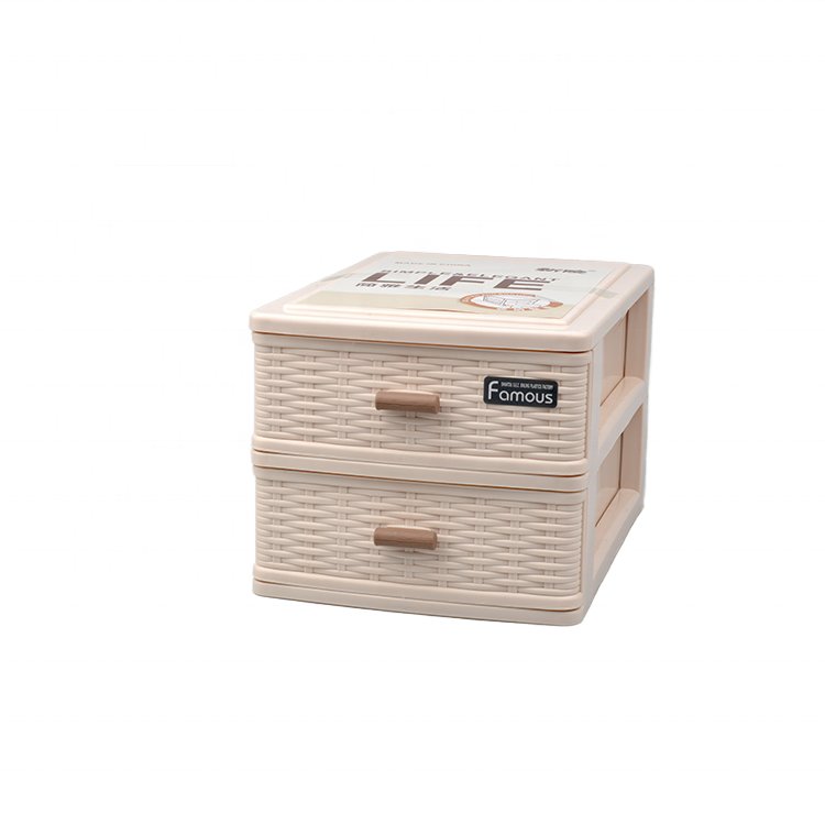 2/3/4 layers unique bamboo weaving pattern desktop storage organizers box student stationery office storage cabinet with drawers