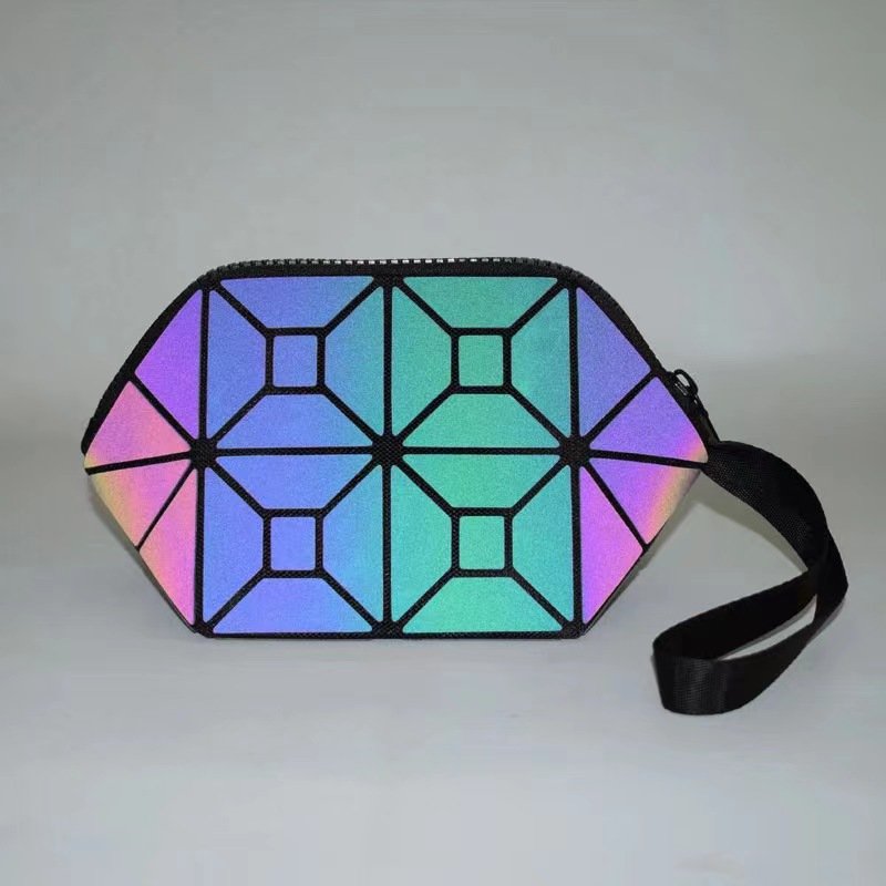 Geometric Cosmetic Bag wholesale custom luxury black travel small PU fabric mini cosmetic bags waterproof Geometric Cosmetic Bag
