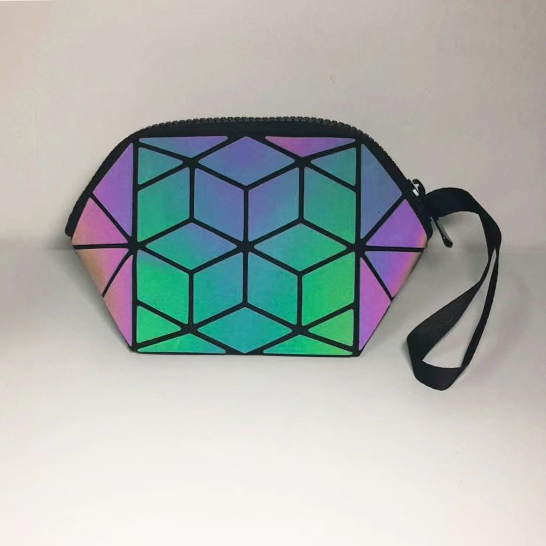 Geometric Cosmetic Bag wholesale custom luxury black travel small PU fabric mini cosmetic bags waterproof Geometric Cosmetic Bag