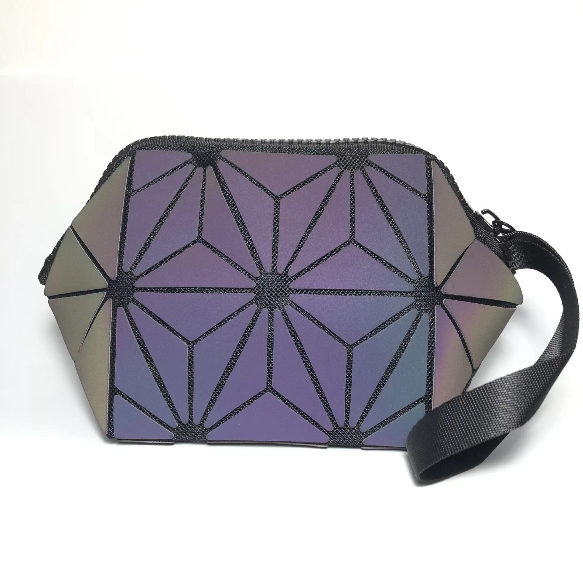 Geometric Cosmetic Bag wholesale custom luxury black travel small PU fabric mini cosmetic bags waterproof Geometric Cosmetic Bag