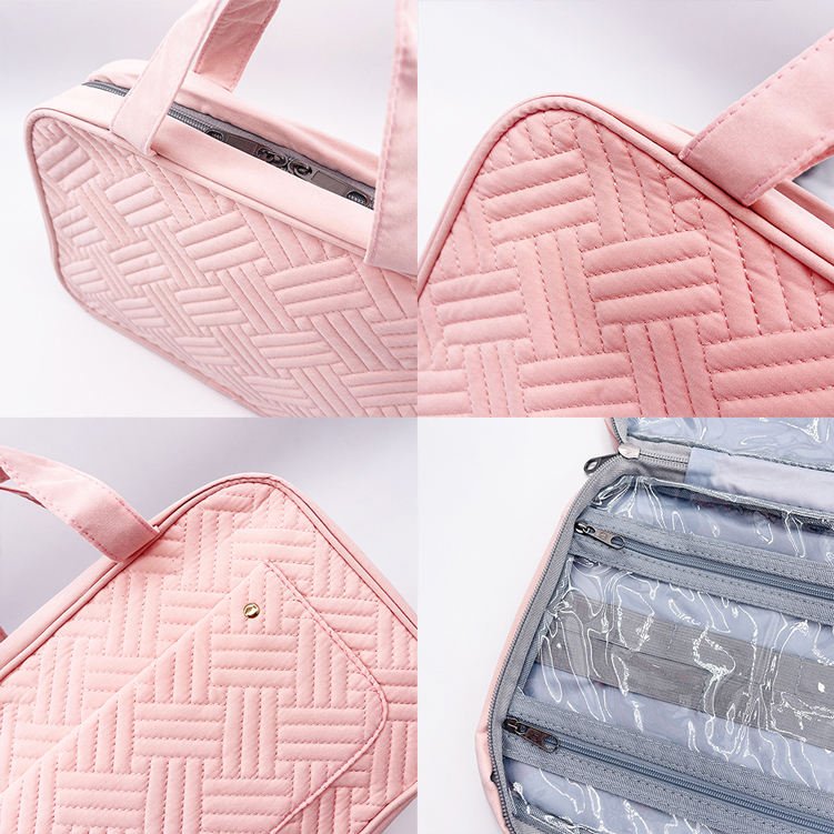 custom large waterproof travel canvas toiletry makeup organizing bag pink beauty wash cosmetic bags
