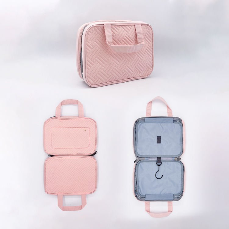 custom large waterproof travel canvas toiletry makeup organizing bag pink beauty wash cosmetic bags