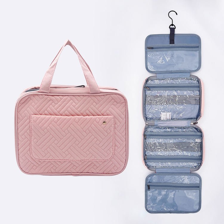 custom large waterproof travel canvas toiletry makeup organizing bag pink beauty wash cosmetic bags