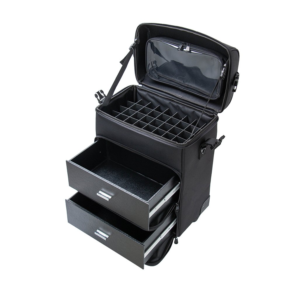 KONCAI Travel Trolley Rolling Makeup Case Nail Polish Organizer Salon Equipment Vanity Bag Make Up Beauty Case