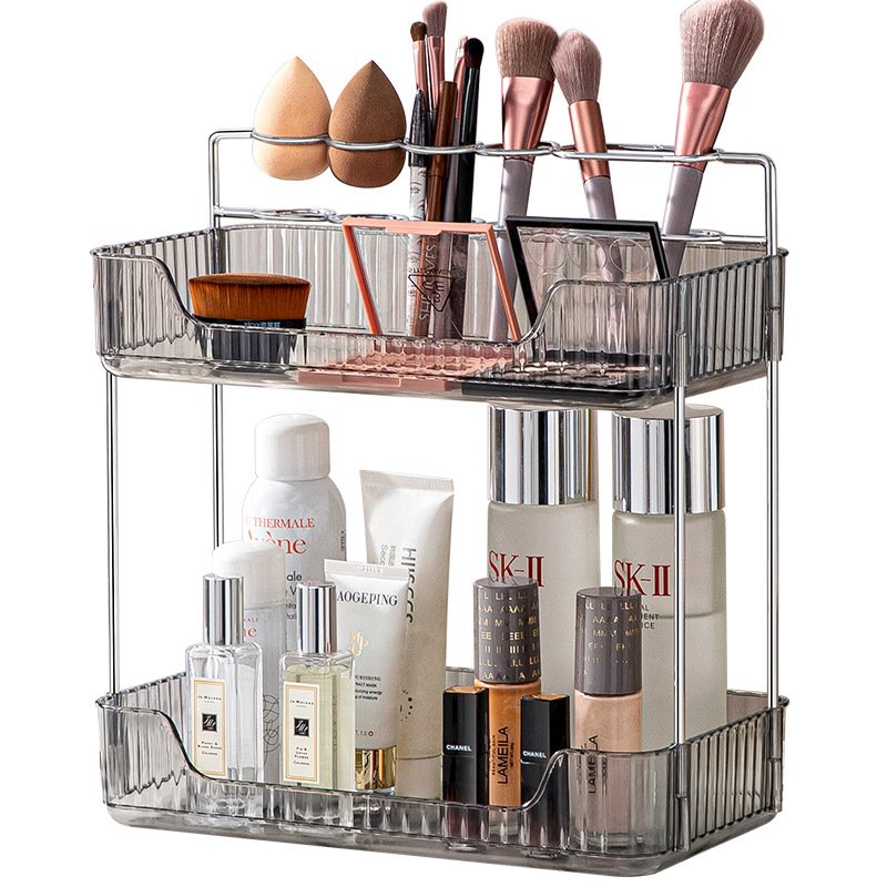 Bathroom Counter Organizer Countertop Storage Cosmetics Skincare Shelf Makeup Perfume Dresser Vanity Tray Kitchen Rack Storage