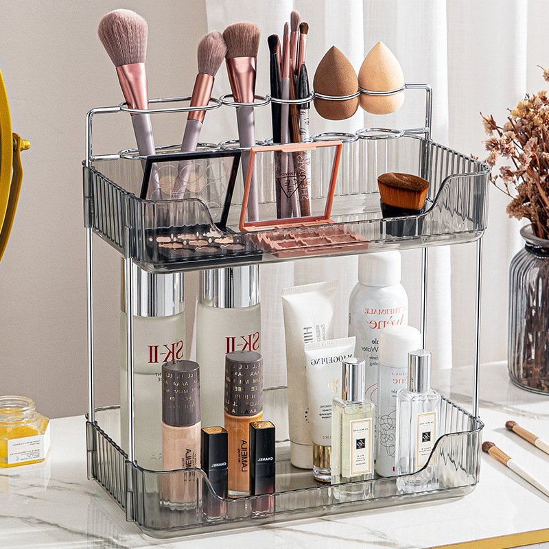 Bathroom Counter Organizer Countertop Storage Cosmetics Skincare Shelf Makeup Perfume Dresser Vanity Tray Kitchen Rack Storage