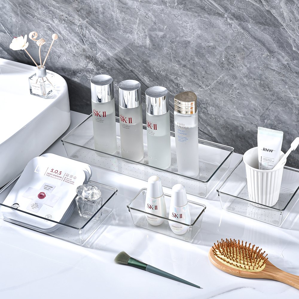 0265 Clear Plastic Small Multifunctional Kitchen Storage and Tableware Drawer Organizer For Kitchen