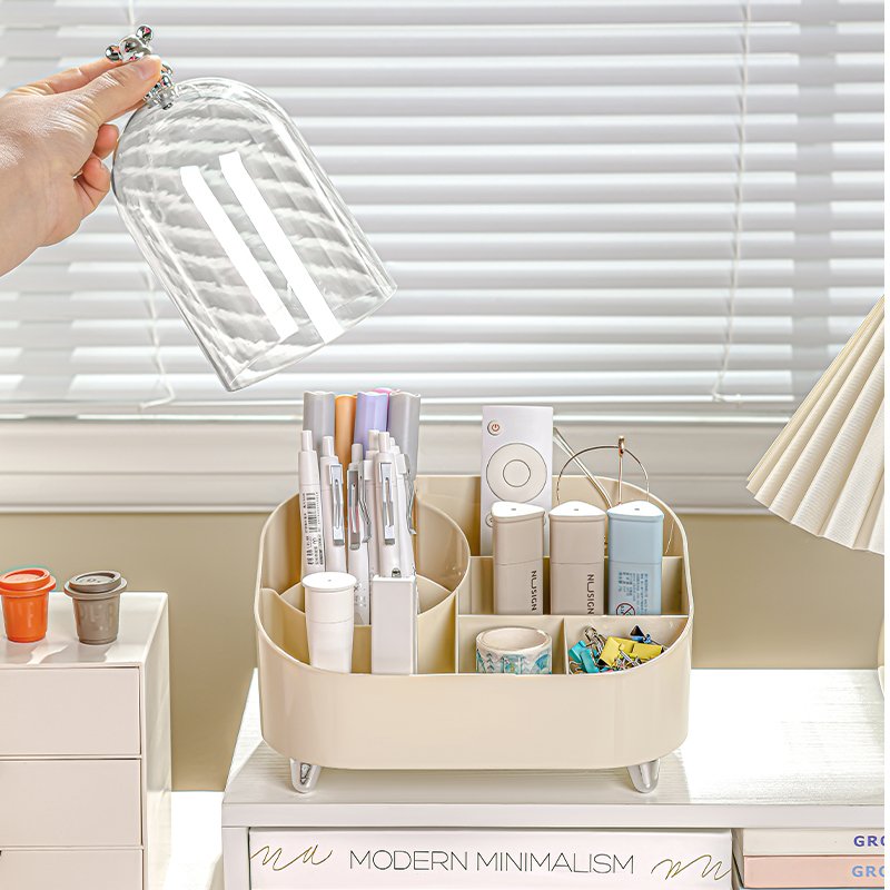 Rotating Brush Holder Desk Organizer Office Table Storage Box Pencil Pen Holder with for Office Supplies Makeup storage
