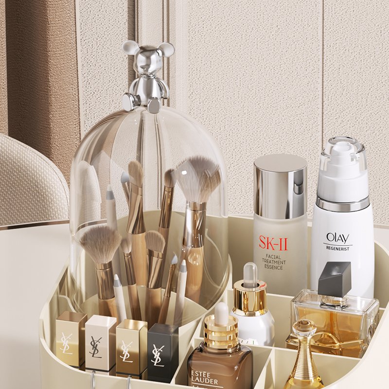 Rotating Brush Holder Desk Organizer Office Table Storage Box Pencil Pen Holder with for Office Supplies Makeup storage