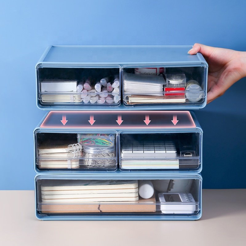 Plastic Desk Organizers Stackable Storage Drawers for Medicine Pill Cosmetic and Sundries Desktop Storage Box Drawer