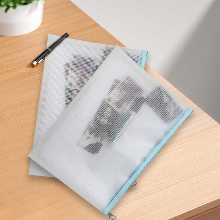 Lowest Prices School Office Waterproof Zipper Plastic Pouch Custom Logo A3 A4 A5 EVA Mesh File Document Bag