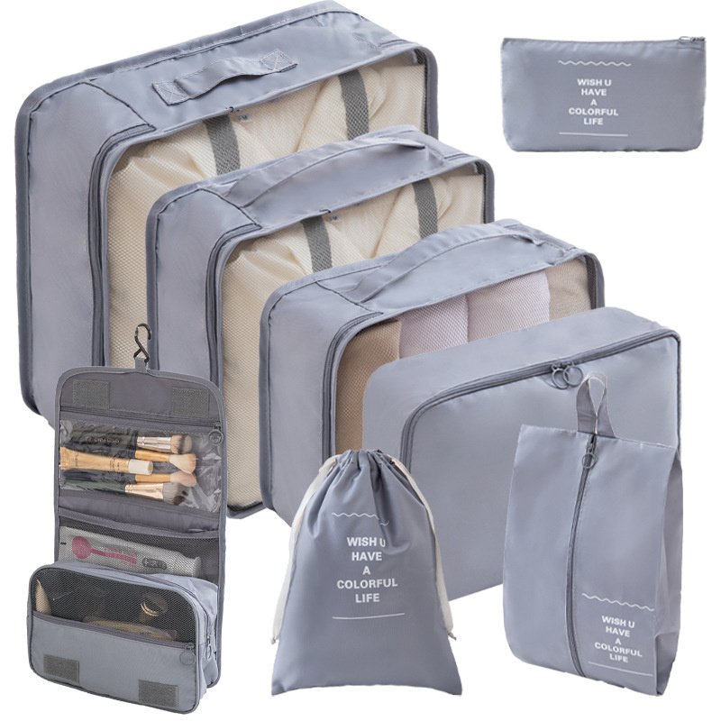 Wholesale 8pcs/set travel set clothes storage bag travel clothing classification storage bag multifunctional storage makeup bag