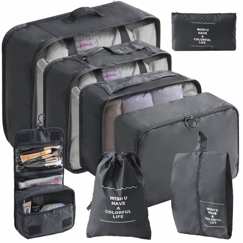 Wholesale 8pcs/set travel set clothes storage bag travel clothing classification storage bag multifunctional storage makeup bag