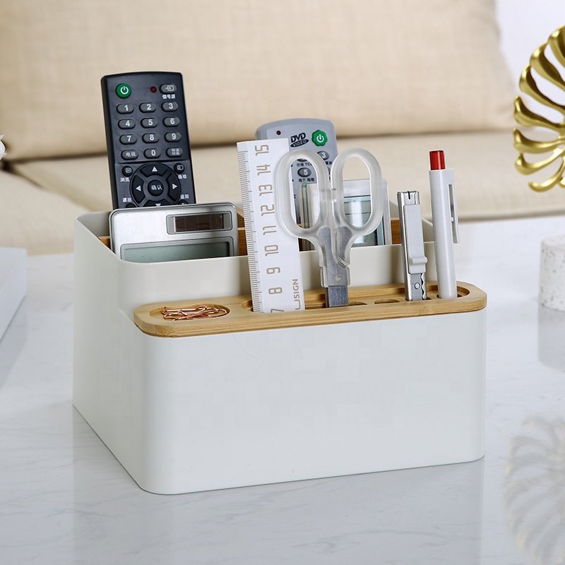 Creative home office desk sundries storage organizer remote control storage boxes plastic storage box with removable divider