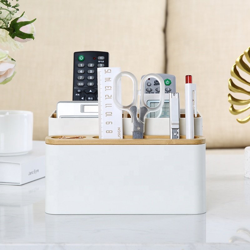 Creative home office desk sundries storage organizer remote control storage boxes plastic storage box with removable divider