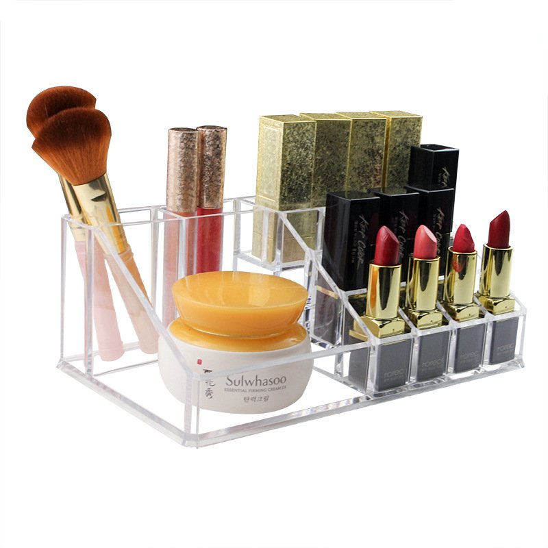 Transparent Acrylic 3-Layer Makeup Storage Box with Desktop Display for Top Makeup Skin Care Cosmetics and Magnetic Card Use