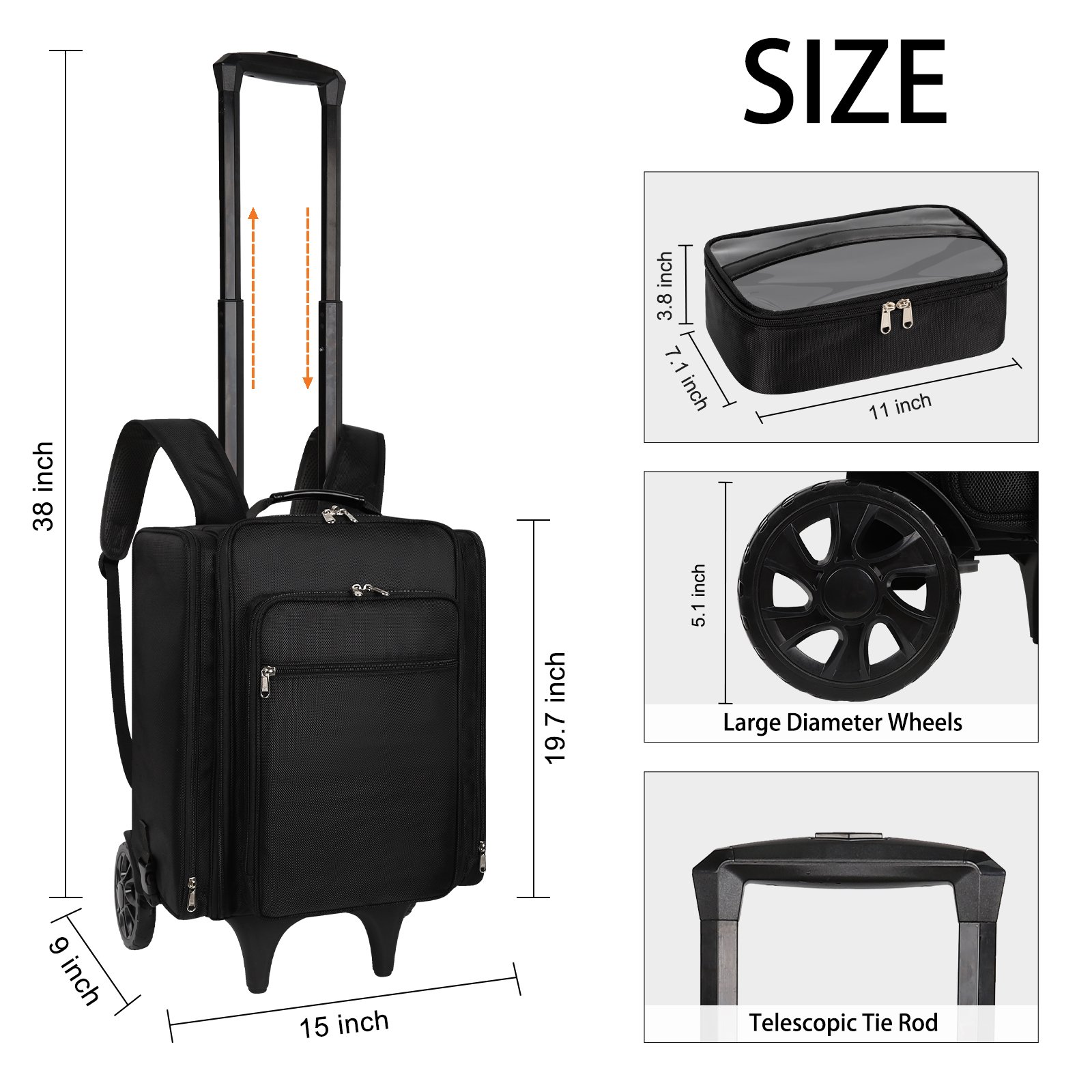Relavel Makeup Organizer Box with Four Bag Travel Rolling Makeup Storage Case Backpack Makeup Artist Bags Professional