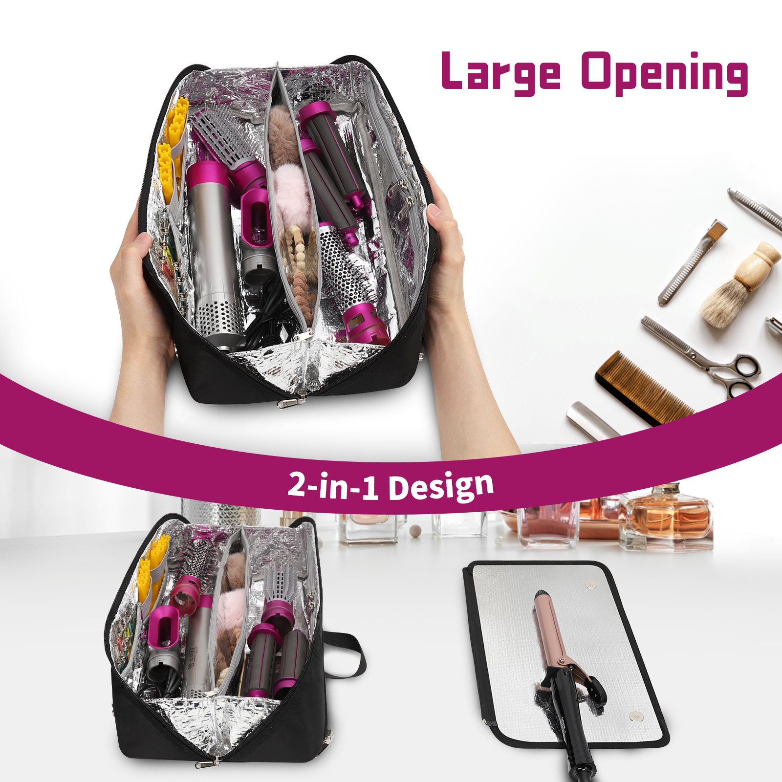 Relavel Hairstylist Traveling Bag for Hairdressers and Makeup Artists Barber Curling Irons Portable Travel for Women
