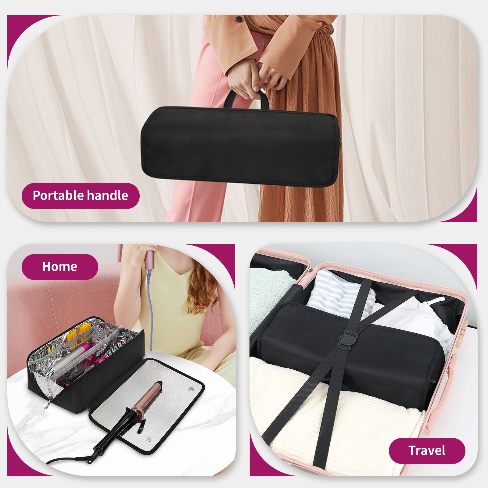 Relavel Hairstylist Traveling Bag for Hairdressers and Makeup Artists Barber Curling Irons Portable Travel for Women