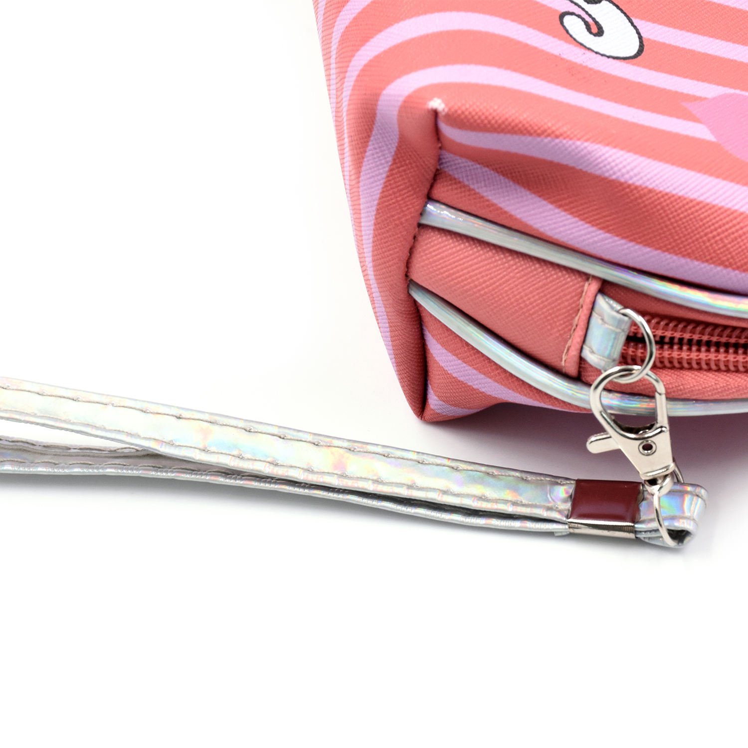 Promotional Fashion Korea Style Women Portable Full Printing Stripped Color Cosmetic Bag Travel Kit with Zipper