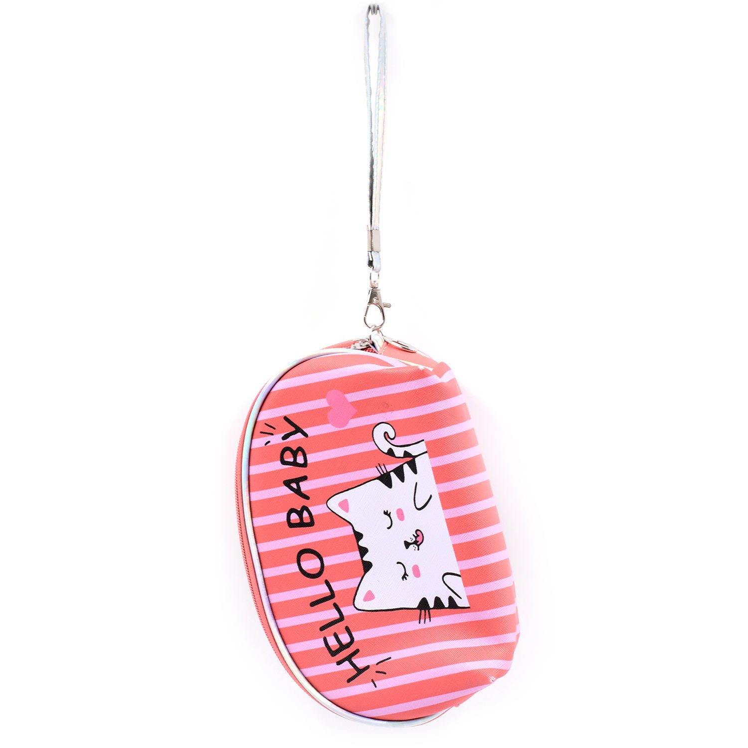 Promotional Fashion Korea Style Women Portable Full Printing Stripped Color Cosmetic Bag Travel Kit with Zipper