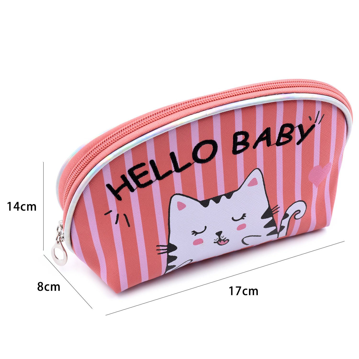 Promotional Fashion Korea Style Women Portable Full Printing Stripped Color Cosmetic Bag Travel Kit with Zipper