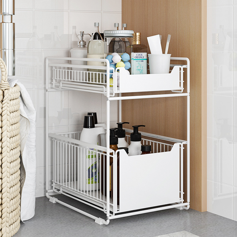2 Tier Metal Under Sink Wire Pull Out Kitchen Cabinet Organizer Under Kitchen Sink Organizers And Storage