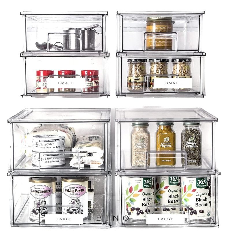 Double-Tier Clear Makeup Organizer Stackable Pull-Out Acrylic Cosmetic Storage Drawers for Kitchen Bathroom Living Room