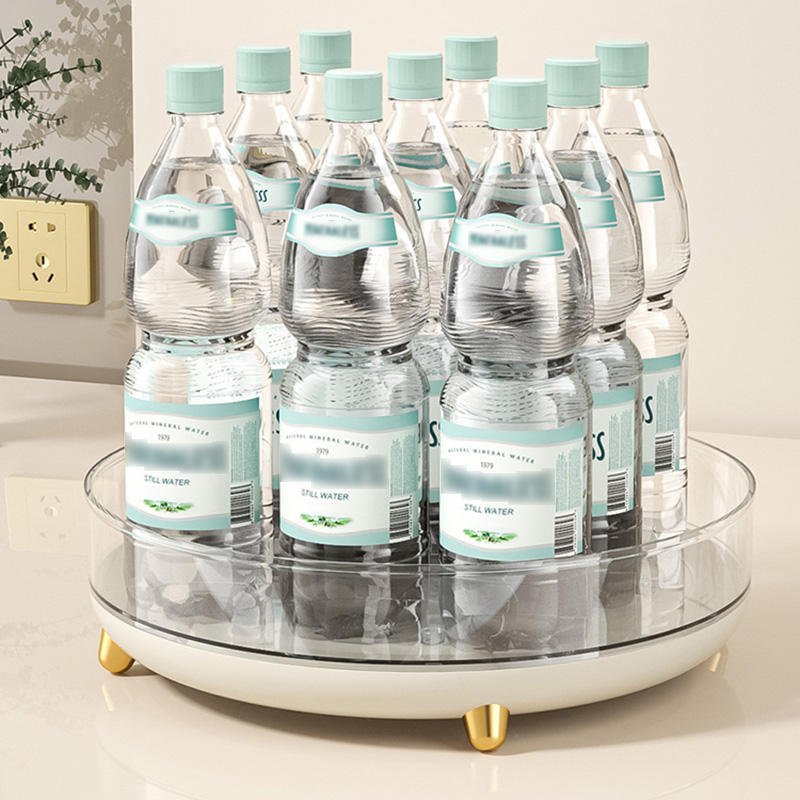 Large Desktop 360 Degree Rotating Acrylic Storage Tray Plastic Food Storage Holder Skincare Organizer Makeup Storage Box