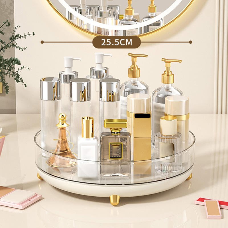 Large Desktop 360 Degree Rotating Acrylic Storage Tray Plastic Food Storage Holder Skincare Organizer Makeup Storage Box
