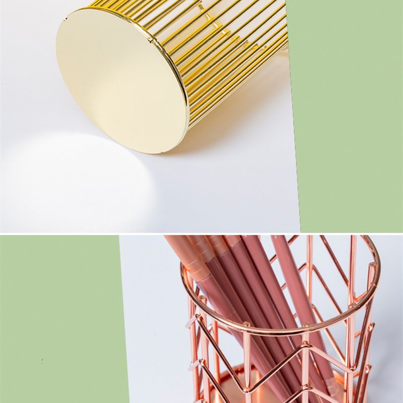 Modern Luxurious Rose Gold Various Specifications Makeup Brush Holder Stationery Desktop Storage Barrel