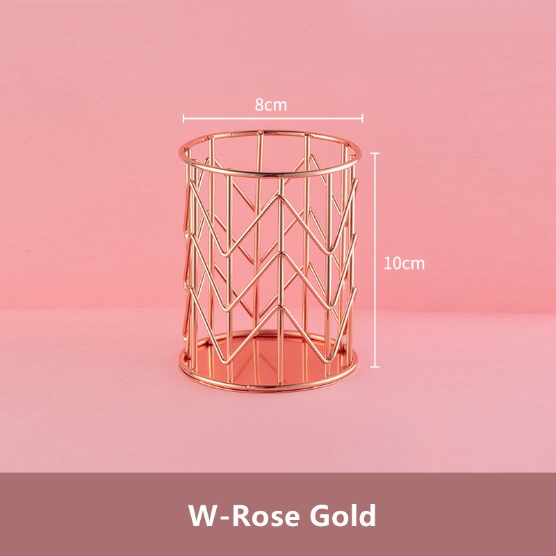 Modern Luxurious Rose Gold Various Specifications Makeup Brush Holder Stationery Desktop Storage Barrel