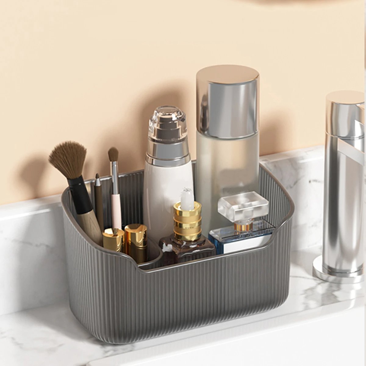 Bathroom Mirror Cabinet Storage Box Makeup Lipstick Cosmetic Skincare Basket Plastic Dressing Table Organizer