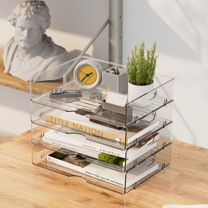 Modern 6-Drawer Plastic Makeup Organizer with Desk Storage 1L Capacity Desktop Bathroom Organizer Boxes for Bag Packaging