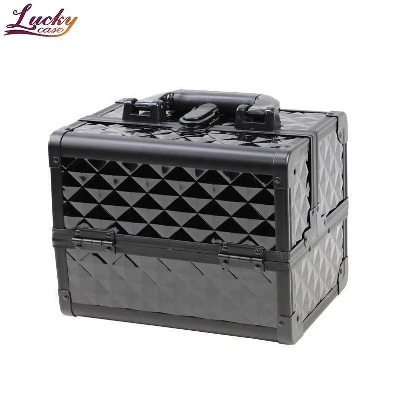Aluminum Cosmetics Vanity Polish Lipstick and Eyebrow Pencil Storage Box Makeup Case Organizers Case with Mirror