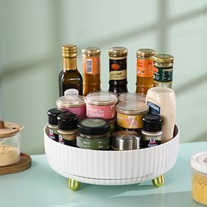 360 Degree Rotating Plastic Skin Care Makeup Perfume Desktop Organizer Tray Organizer