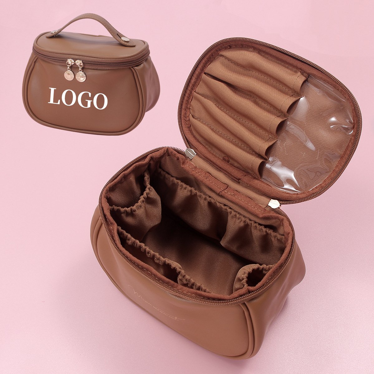 Custom Makeup Brush Bag Waterproof Pu Leather Toiletry Bag Women Travel Beauty Tool Storage Bag Organizer Makeup Pouch