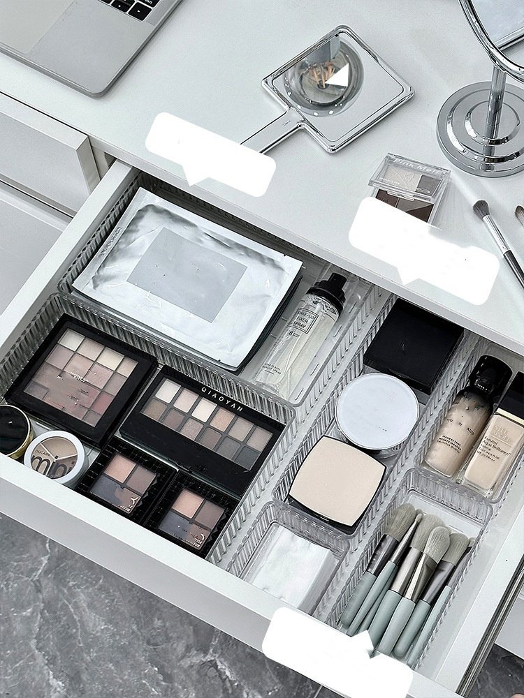OWNSWING Clear Drawer Organizers Bins 4 Size Stackable Makeup And Vanity Organizer Acrylic Storage Containers For Cosmetic
