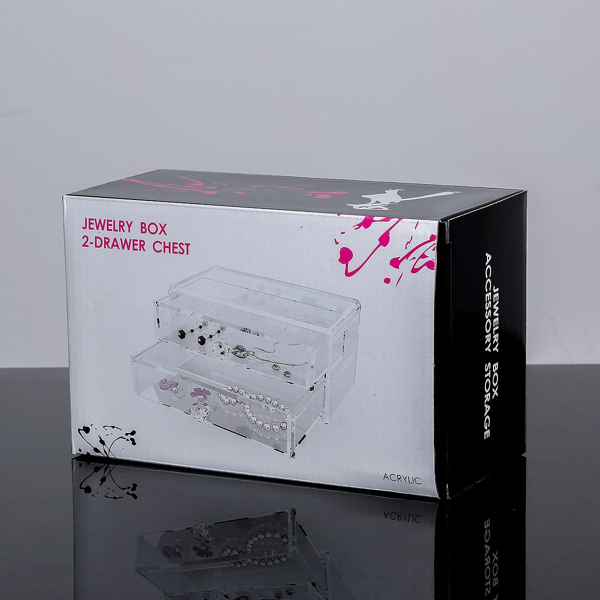 Wholesale High Quality Acrylic Makeup Home Organizers Storage Box Skincare Organizers With 2 Drawer For Bathroom