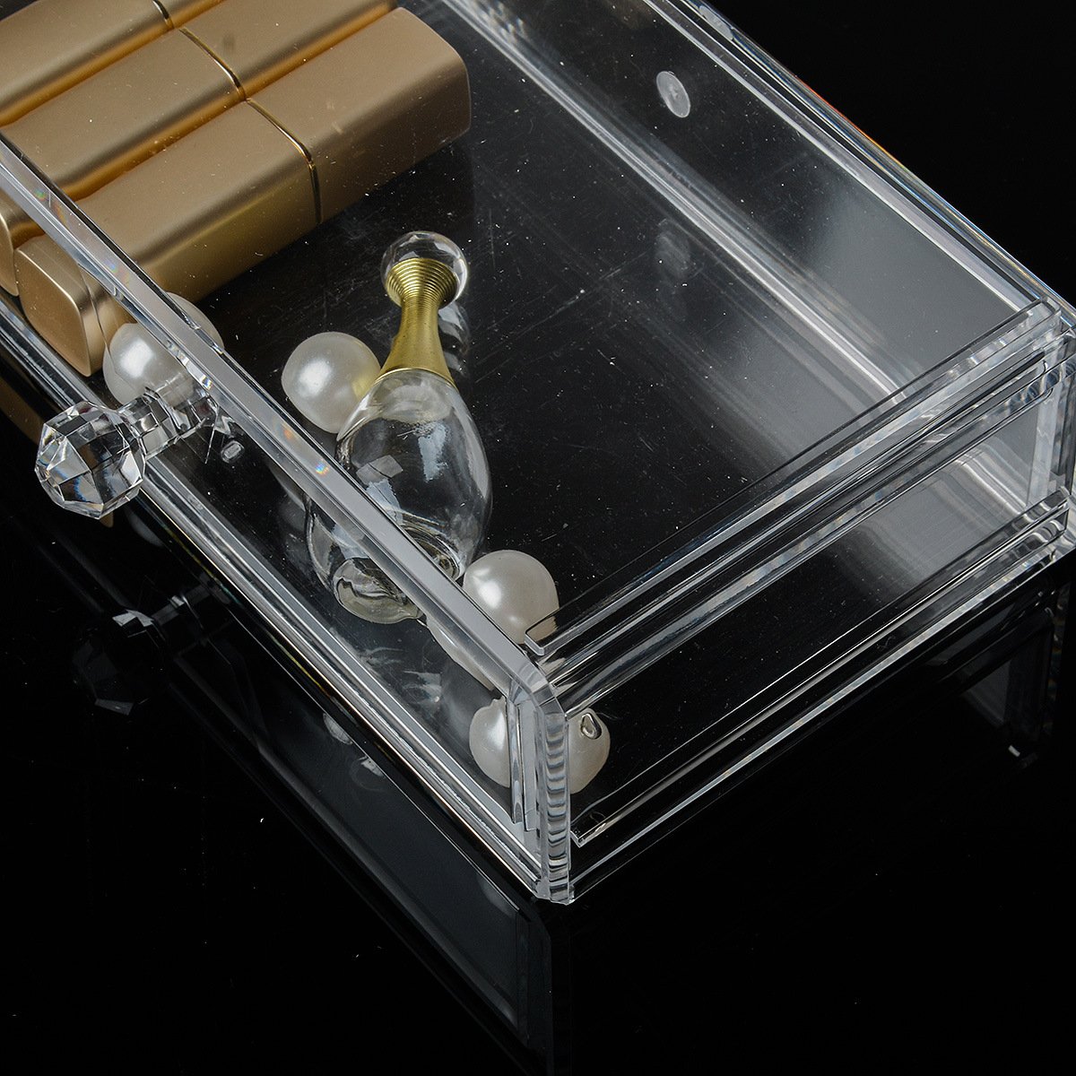 Wholesale High Quality Acrylic Makeup Home Organizers Storage Box Skincare Organizers With 2 Drawer For Bathroom