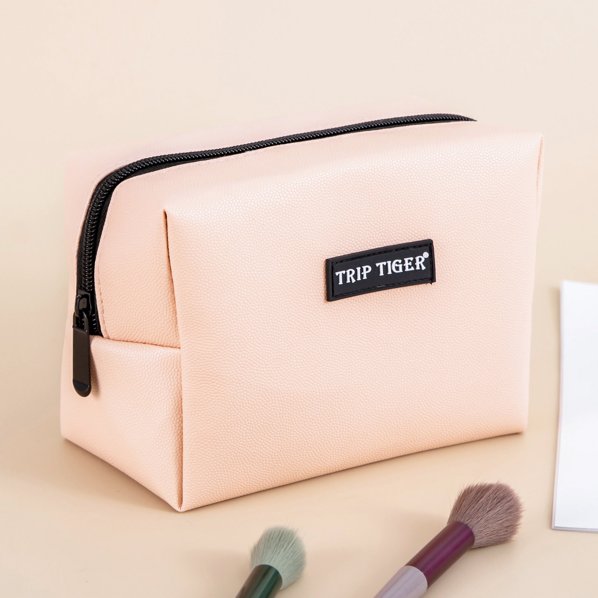 Fashion Candy Color Travel Portable Bag Sundries Organize PU Leather Makeup Storage With Zipper Cosmetic Bags