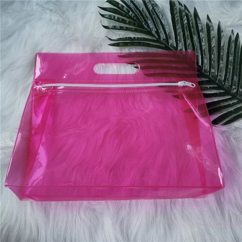 Waterproof Cosmetic Bag PVC Clear Makeup Organizing Bags Transparent With Handle Custom Logo