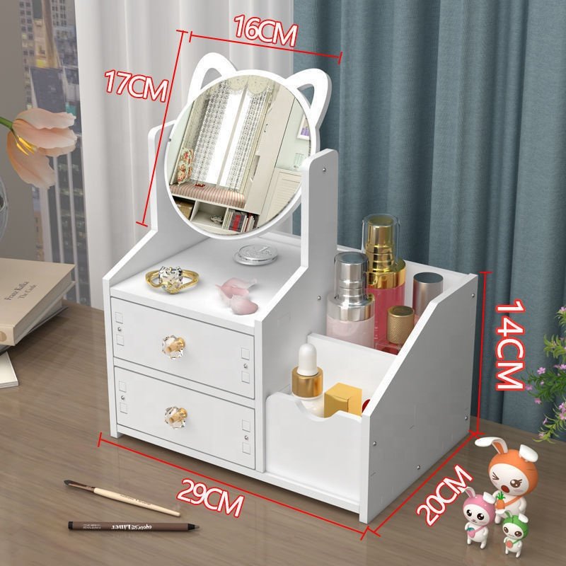 Hot Sale Cosmetic Organizer Nice Round Mirror Makeup Organizer Cosmetic Storage Box CGR883