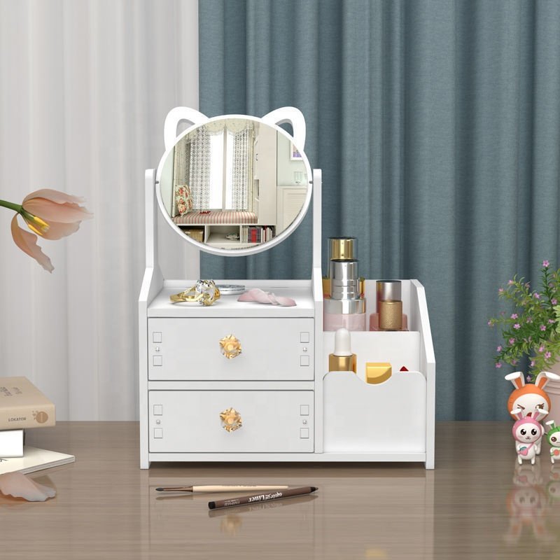 Hot Sale Cosmetic Organizer Nice Round Mirror Makeup Organizer Cosmetic Storage Box CGR883