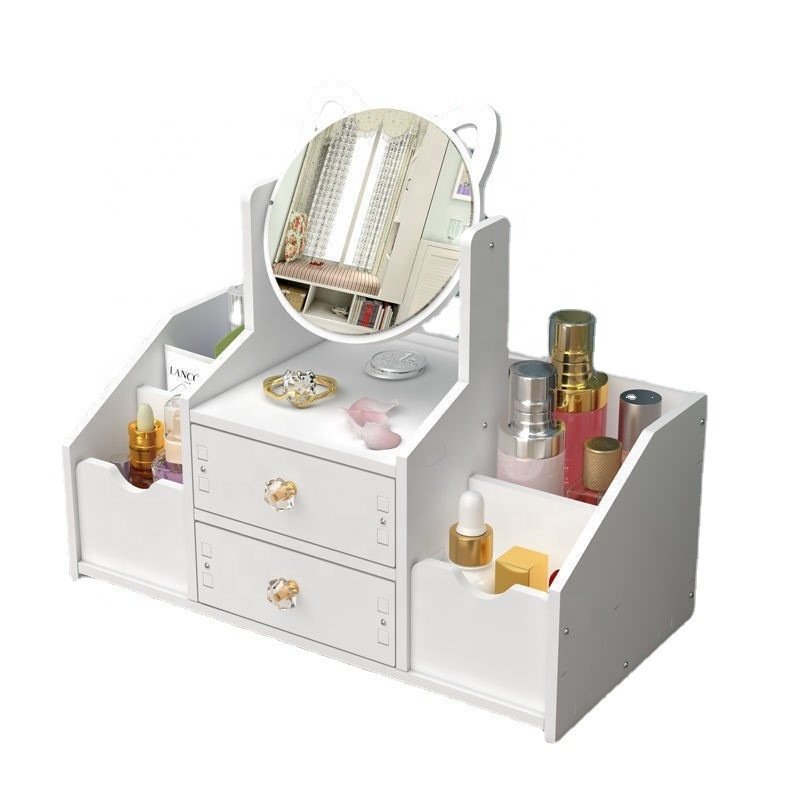 Hot Sale Cosmetic Organizer Nice Round Mirror Makeup Organizer Cosmetic Storage Box CGR883